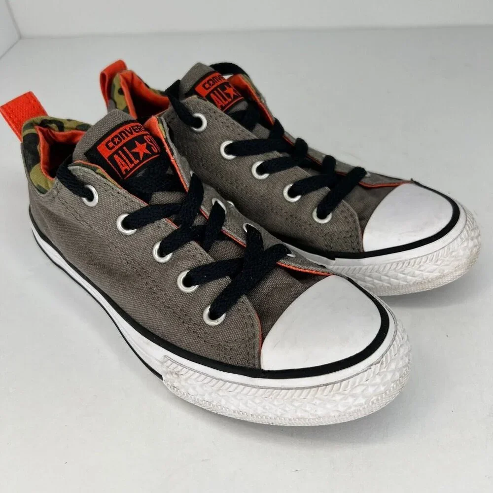 Converse Boys 635471F Gray All Star Mid Low Top Lace Up Size 2 Canvas Shoes